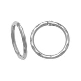 14K Solid Gold Plain Hammered Texture Seamless Hoop Earrings - More Size Option - anygolds