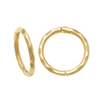 14K Solid Gold Plain Hammered Texture Seamless Hoop Earrings - More Size Option - anygolds