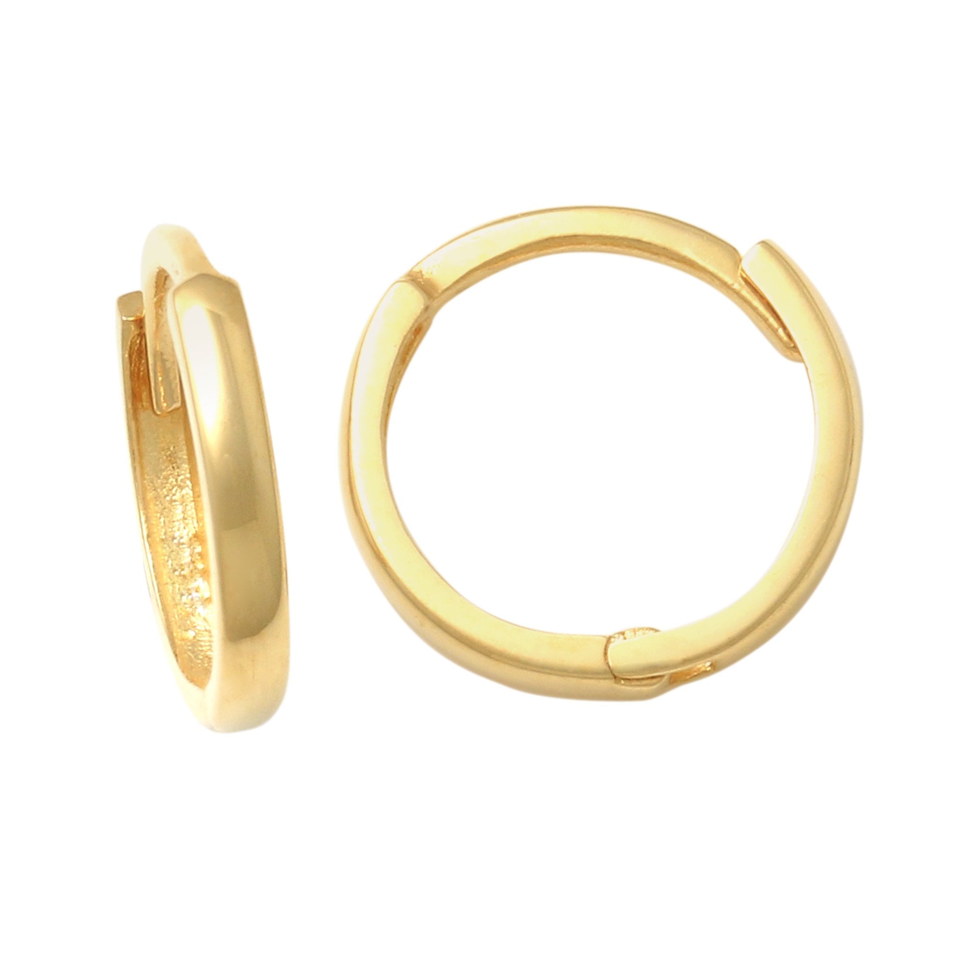 14K Solid Gold Plain Seamless X-Small Hoop Earrings - anygolds