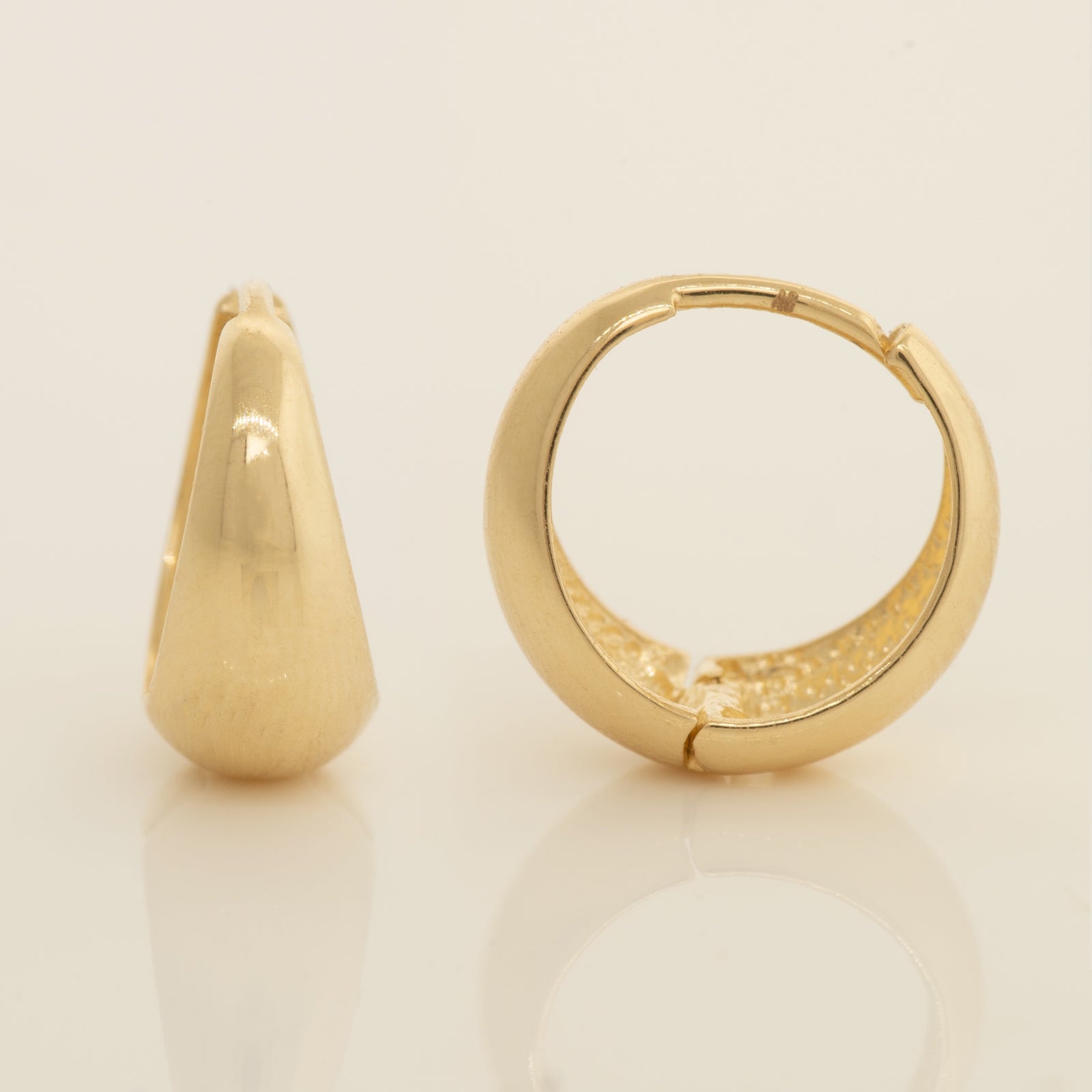 14K Solid Gold Cubic Zirconia Hoop Earrings