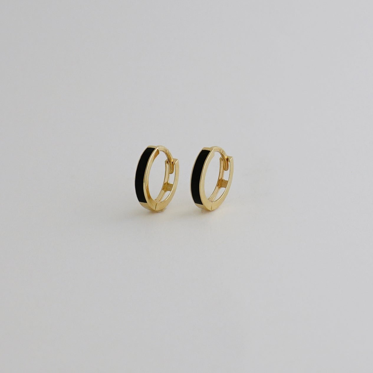 Black & Gold Mini Hoop Earrings - Anygolds