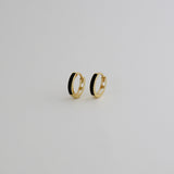 14K Solid Gold Black Hoop Earrings