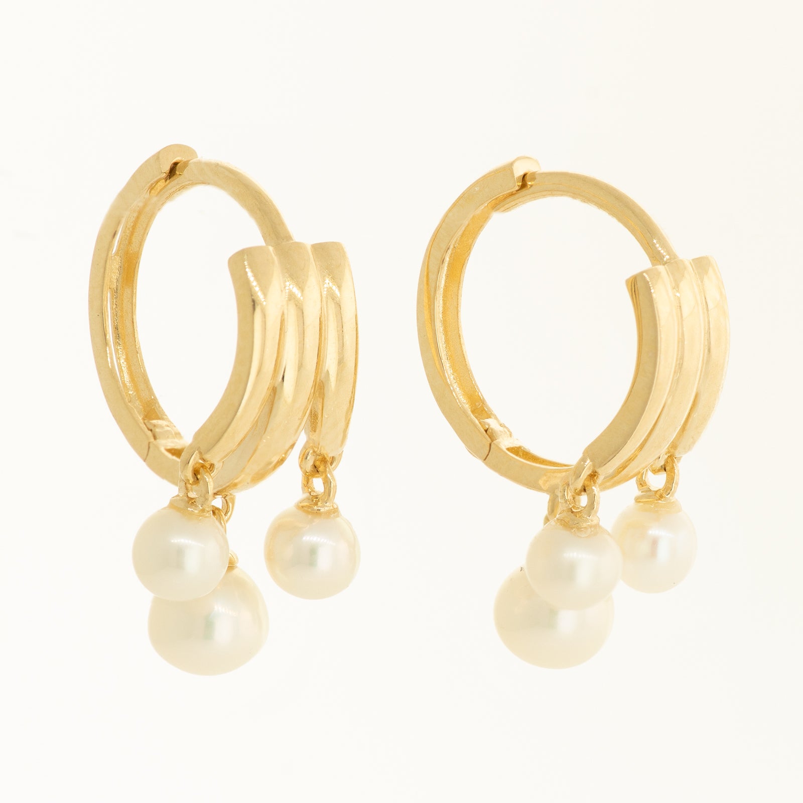 Tri-Pearl Drop Earrings