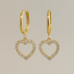 Shop 14K Solid Gold Open Heart CZ Drop Earrings