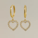 Shop 14K Solid Gold Open Heart CZ Drop Earrings