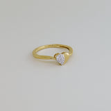14K Solid Gold 0.09ctw Diamond Heart Womens Statement Ring