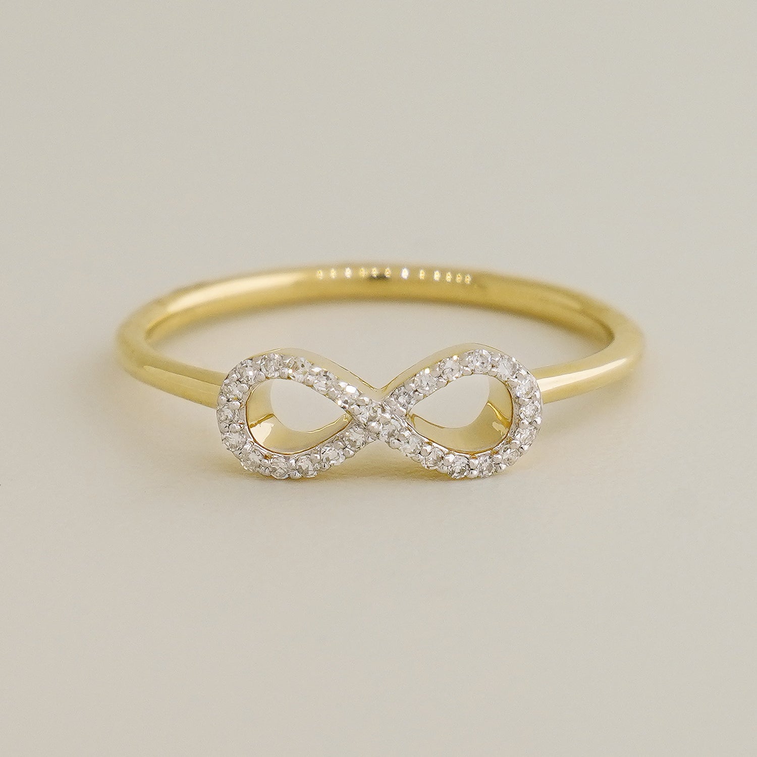 14K Solid Gold 0.09ctw Diamond Infinity Womens Ring
