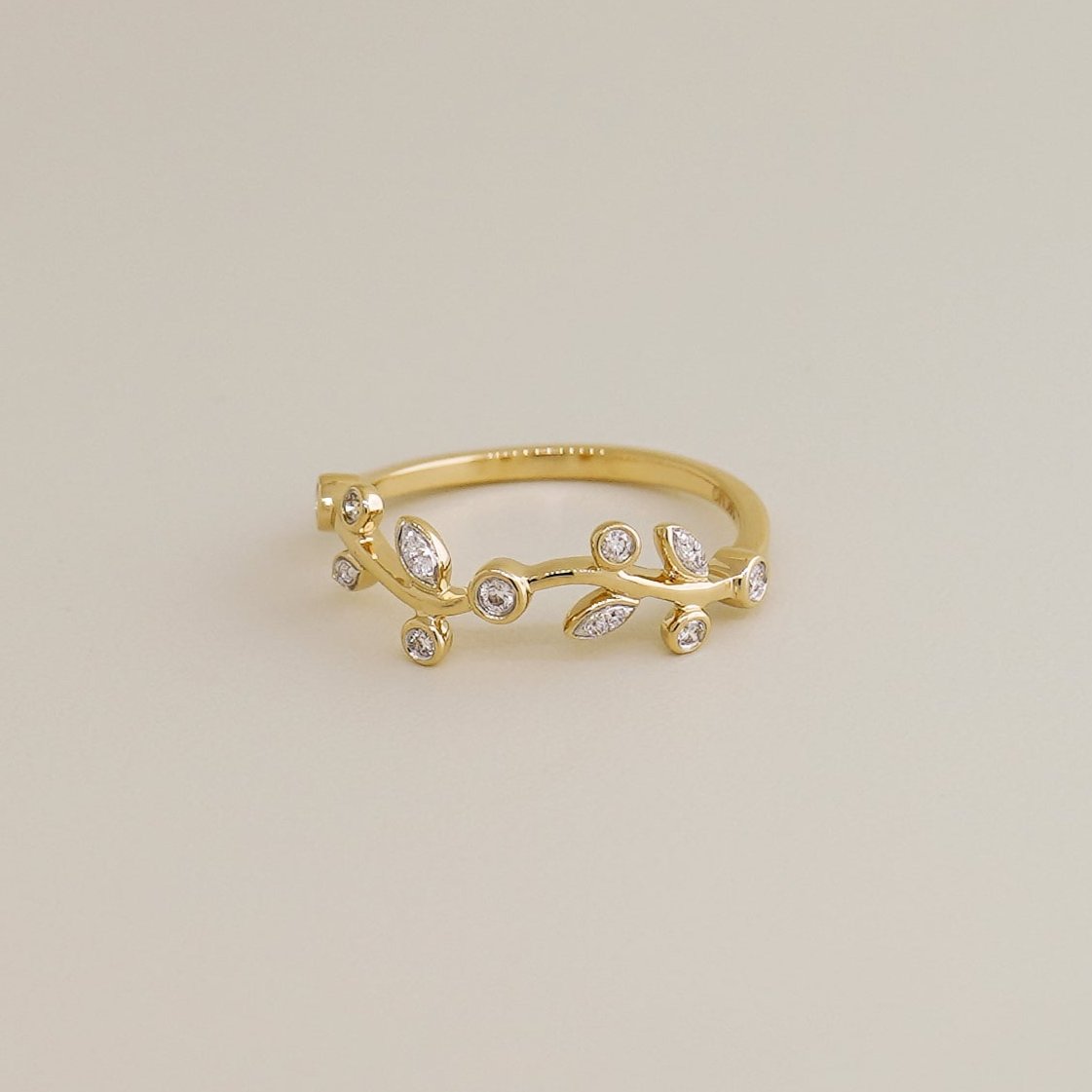 Olive Leaves Diamond Ring - Anygolds