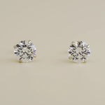 14K Solid Gold CZ Round Stud Earrings – Anygolds