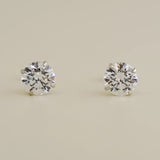 14K Solid Gold CZ Round Stud Earrings – Anygolds