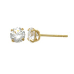 Order Yellow Gold Round Basic CZ Stud Earrings