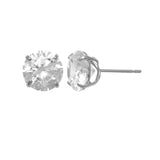 Simple White Gold Round Basic CZ Stud Earrings