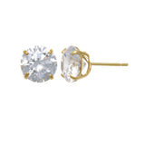 Simple Yellow Gold Round Basic CZ Stud Earrings