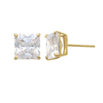 Order Yellow Gold Square Basic CZ Stud Earrings