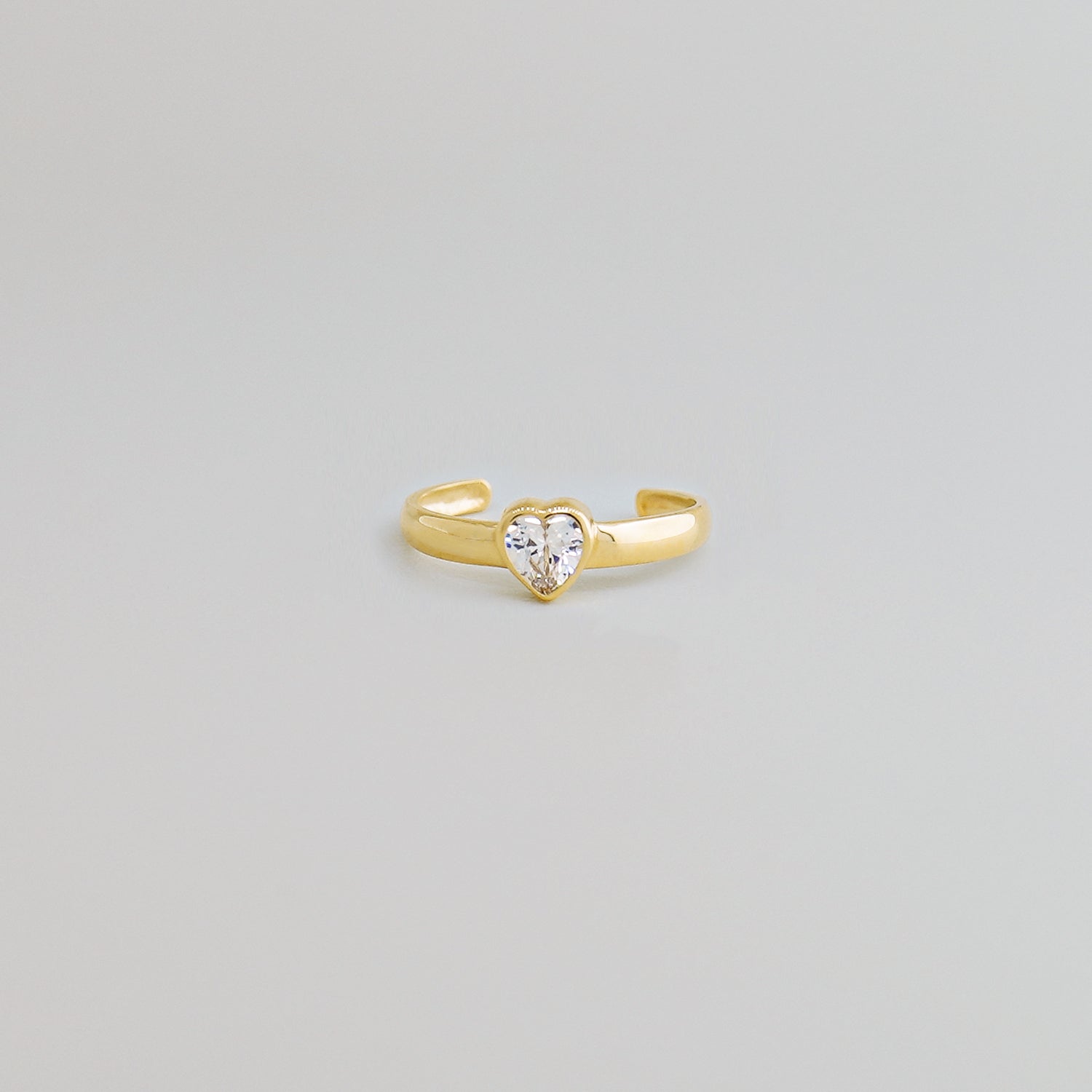 14K Solid Gold Single Heart CZ Toe Ring