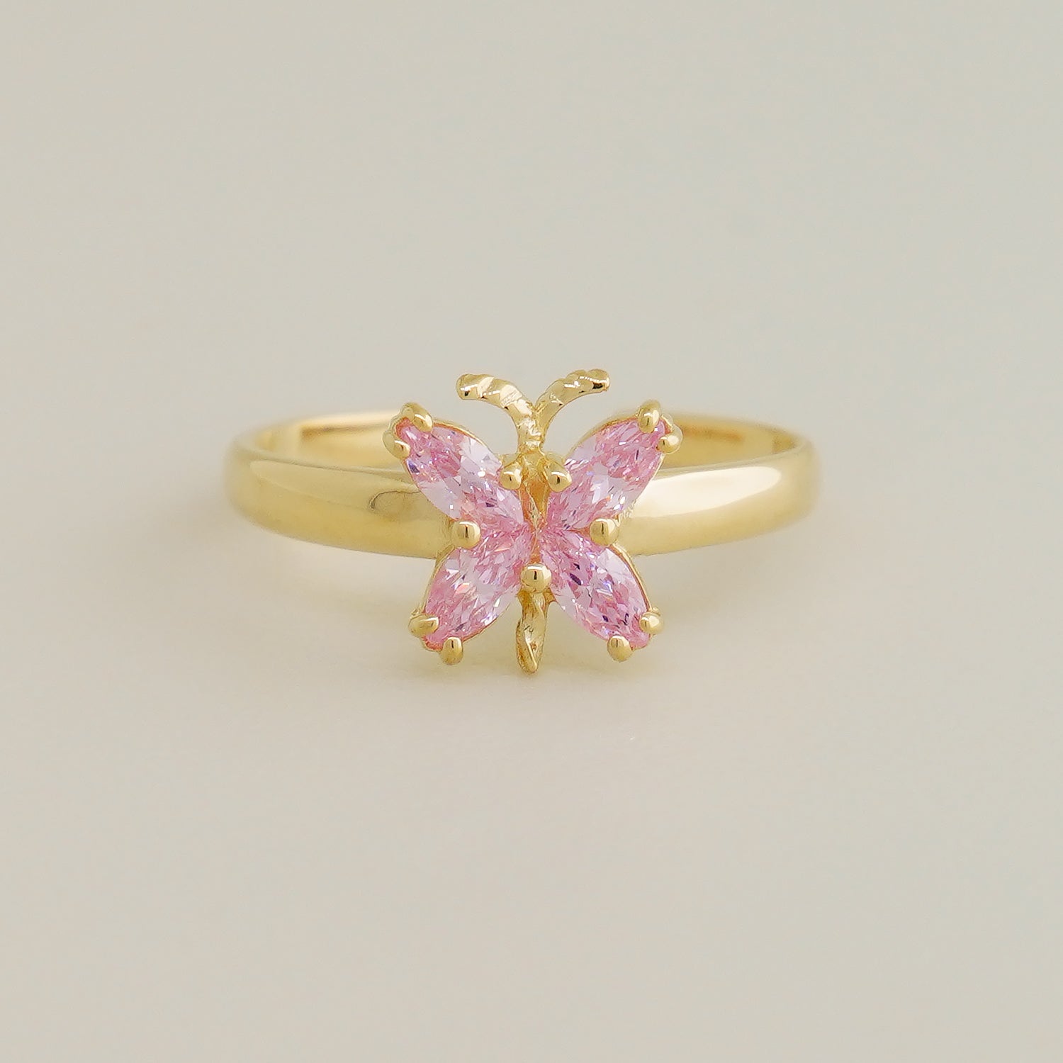 14K Solid Gold Marquise CZ Butterfly Toe Ring - anygolds