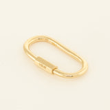14K Solid Gold Oval Clip Charm Connector Screw Carabiner Clasp - Anygolds 