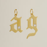 Gold and Diamond Gothic Initial Pendant