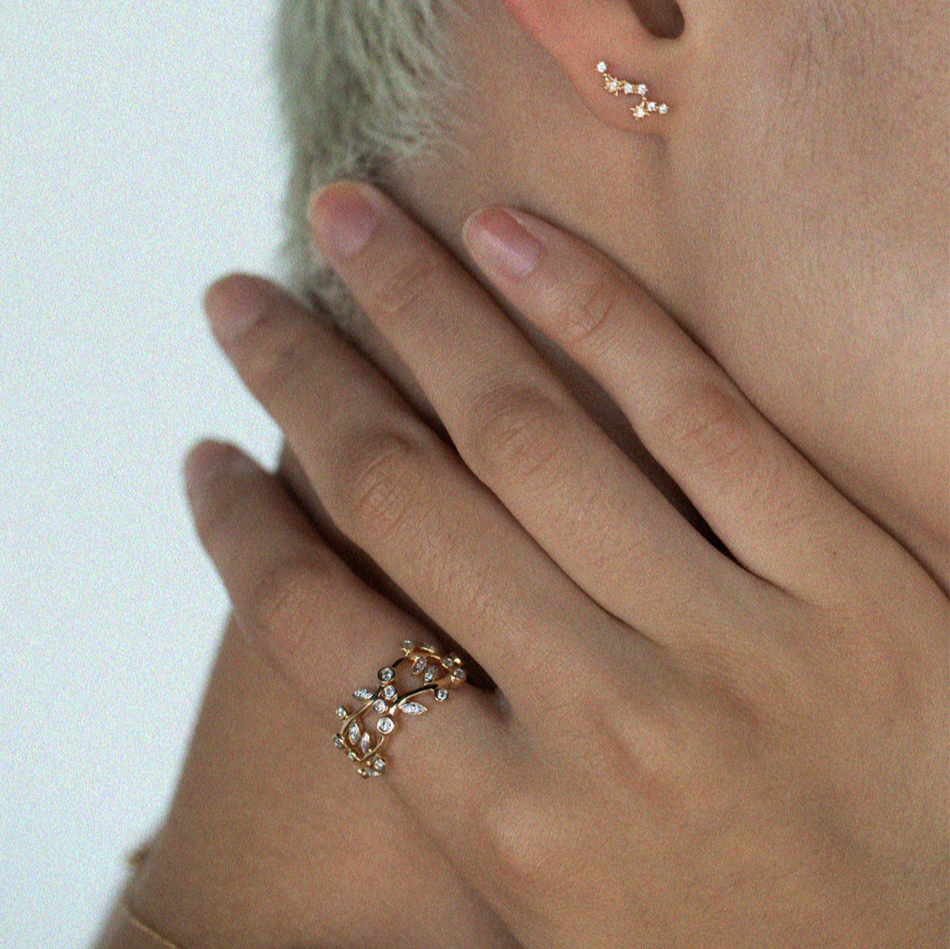 Olive Leaves Diamond Ring - Anygolds